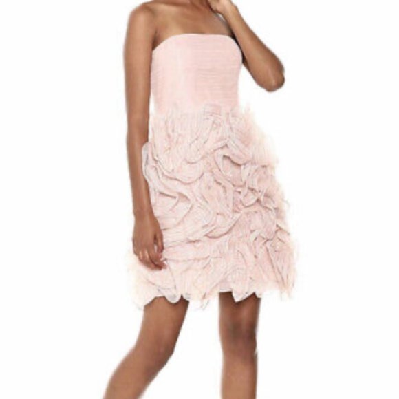 Halston Heritage Dresses & Skirts - NWT Halston Heritage Strapless Ruffle Pink Mini Dress